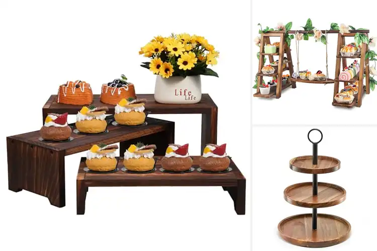 Detailed view of Best 3 Tier Wooden Cupcake Stand